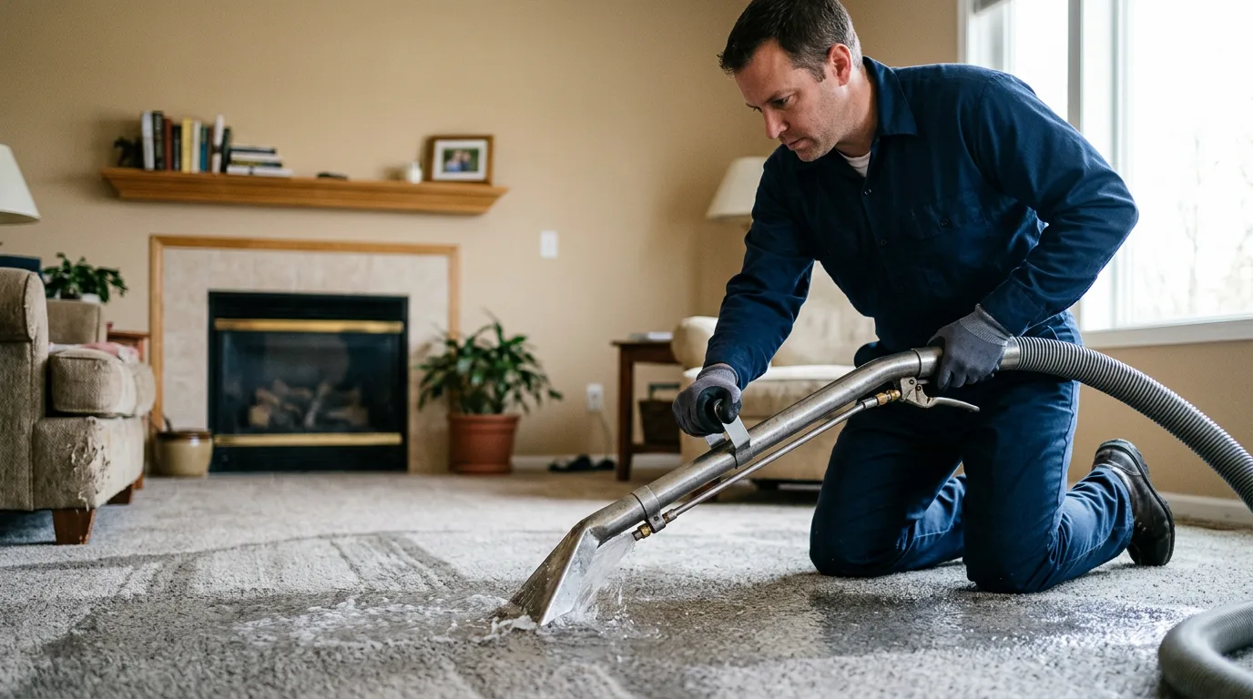 Water damage restoration technician working near Holden, WV